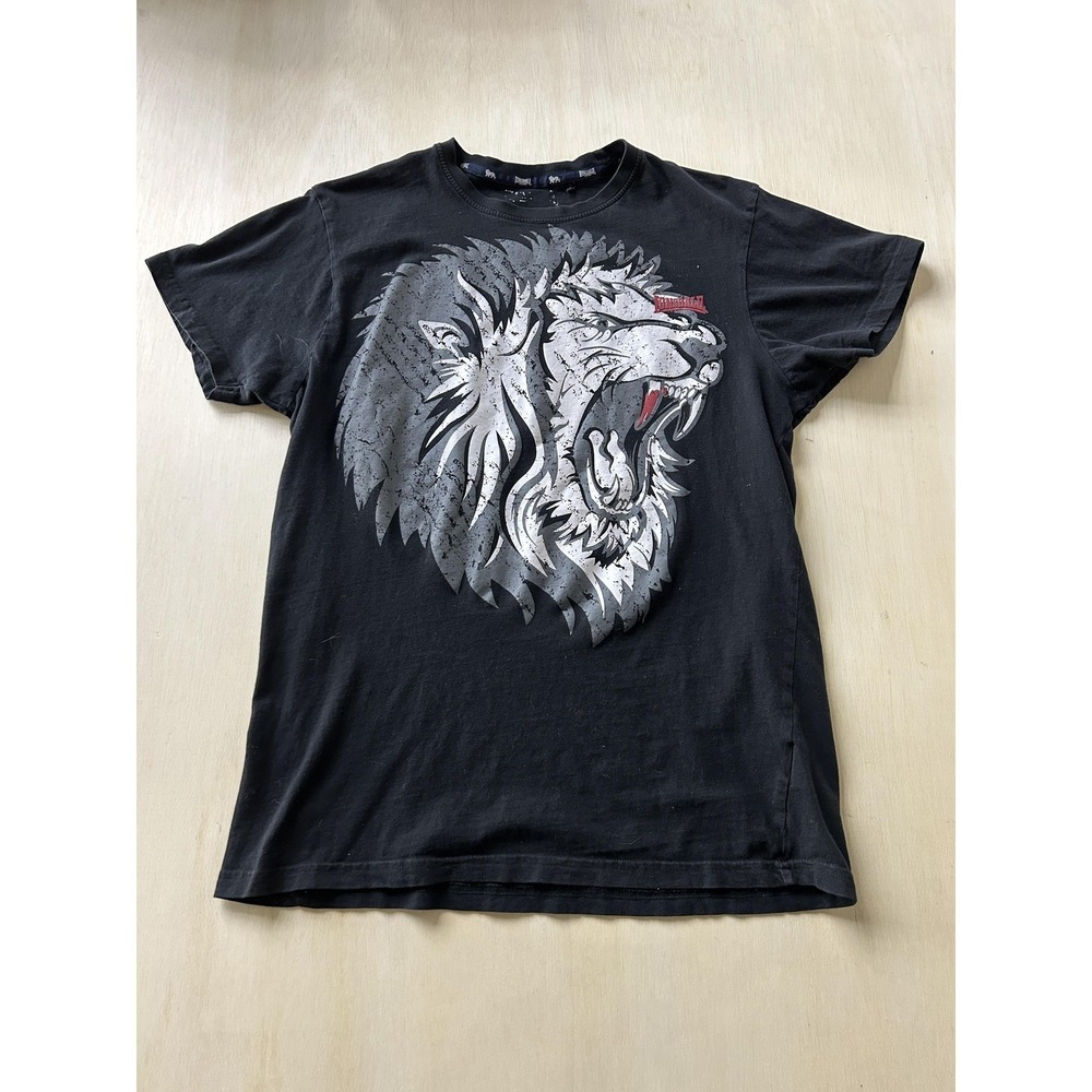 Lonsdale London Shirt Mens Medium Black Roaring Lion Boxing Graphic Tee T-Shirt